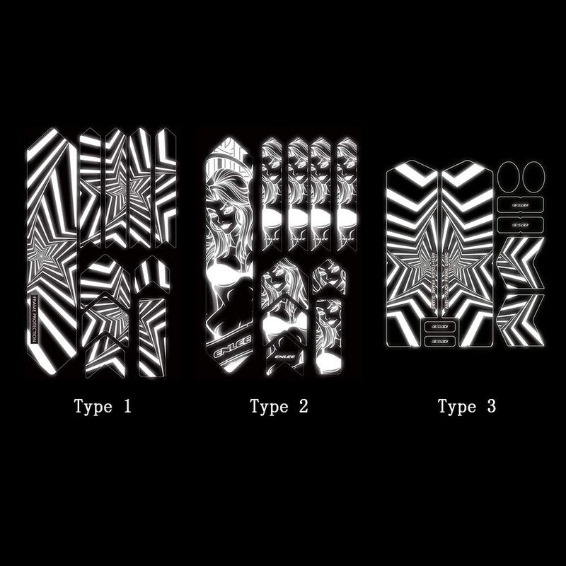 YIWENG Black Cartoon Rectangular Bike Frame Sticker, PVC, 1 Count, Modern, Scratch Resistant, Die-cut, Cycling Safety Reflectors