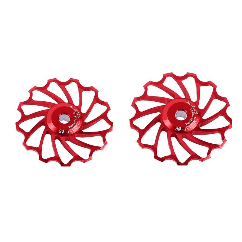 ASHATA Derailleur Pulley 11T Wheels Wheel Ceramic Pulley Aluminium Alloy Roller Accessory Support 7/8/9/10 Speed for (Red,11T)