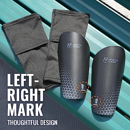 Soccer Shin Guards with Sleeves for Kids & Adults - Black, M