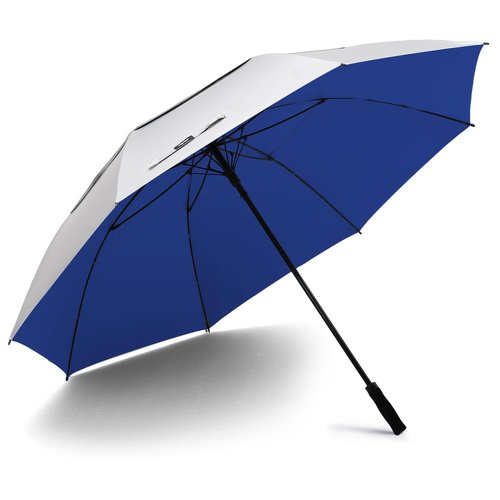 Fulynmen 72 Inch Large UV Umbrellas For Sun Protection UPF50+ Sun Golf Umbrella UV Protection Cooling Windproof Vented Double Canopy Extra Huge Big Size (Silver-Blue)