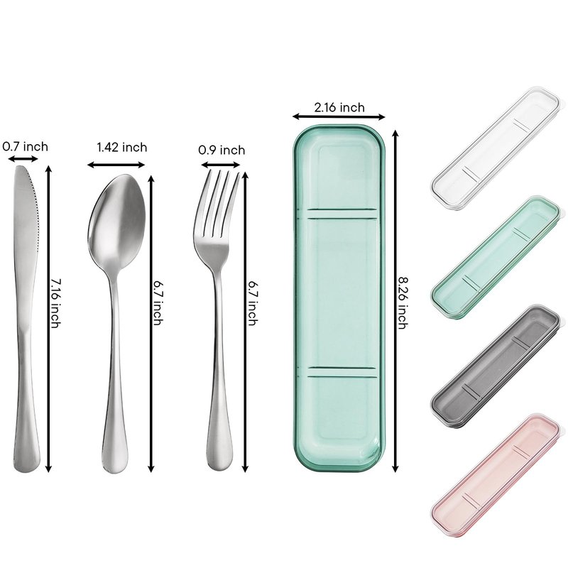 Nicunom 8 Pack Portable Utensils Set with Case, Premium Stainless Steel Travel Silverware Set Reusable Flatware Set Travel cutlerys Fork Spoon Knife for Camping, Lunch, Picnic, School, Workplace