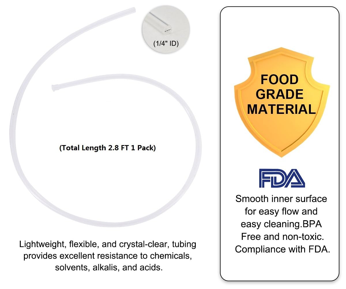 Myvision Replacement Hose & Cap for Electric Water Dispenser Pump, Contains Food Grade Silicone 5 Gallon Water Bottle Cap ×1 and Food Grade Hose ×1 Extended and Thickened Total Length 2.8 FT