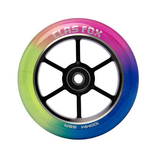 CLAS FOX Mixture Wheels 88A Pro Stunt Scooter Wheels One Pair with ABEC-9 Bearings CNC Metal Core (2pcs) (Red+Yellow+Blue, 100mm)