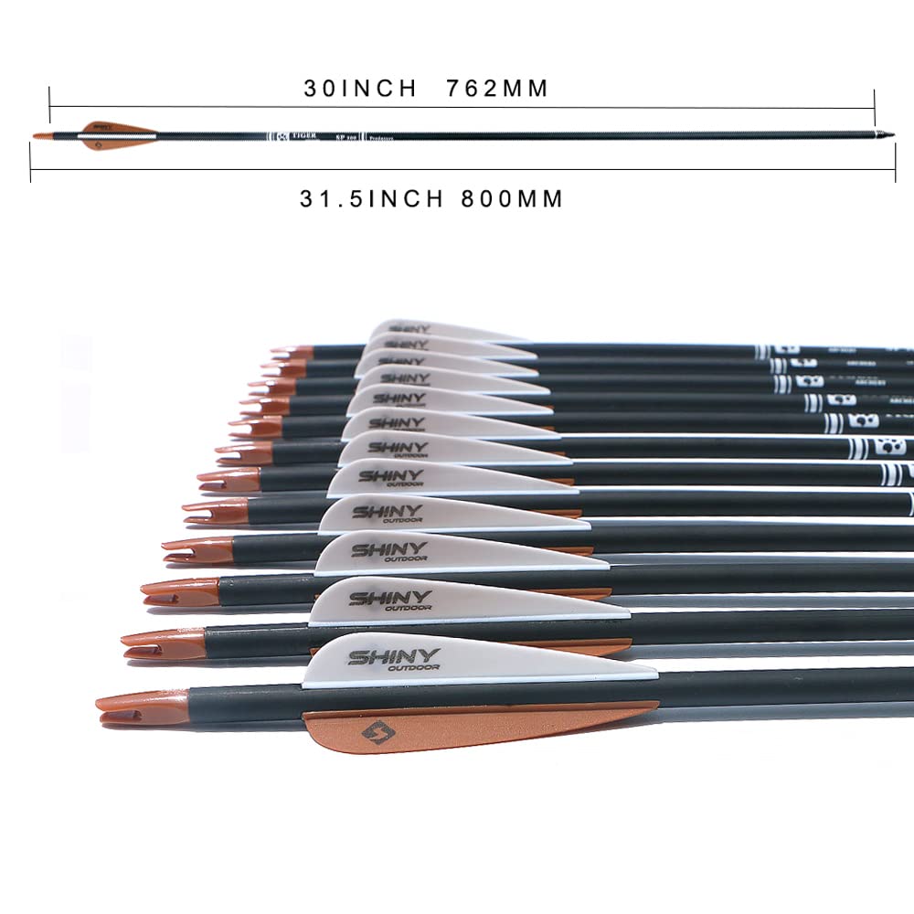 TIGER ARCHERY 30" Carbon Arrows for Compound Recurve Bow Hunting Target