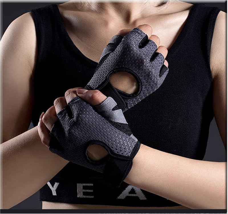 Breathable Workout Gym Gloves for Weightlifting - Anti-Slip - Large / Grey