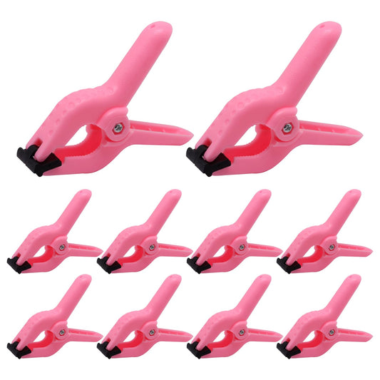 GDFYMI 10Pcs Pink Plastic Spring Clamps 4 Inch Heavy Duty Clips for Woodworking Backdrop Stand Balloon Arch
