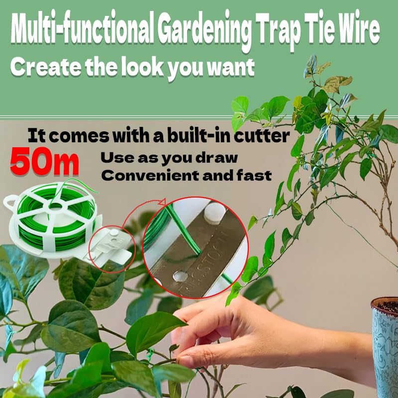 Bonsai Wire 7pcs-5 Rolls of Aluminum Bonsai Training Wire, Cutting Pliers and Plant Ties with Cutter 50 Meter Bonsai Tool Set, Adjustable Anodized Wire 1/1.5/2.0 mm for Bonsai Tree Training DIY Tools