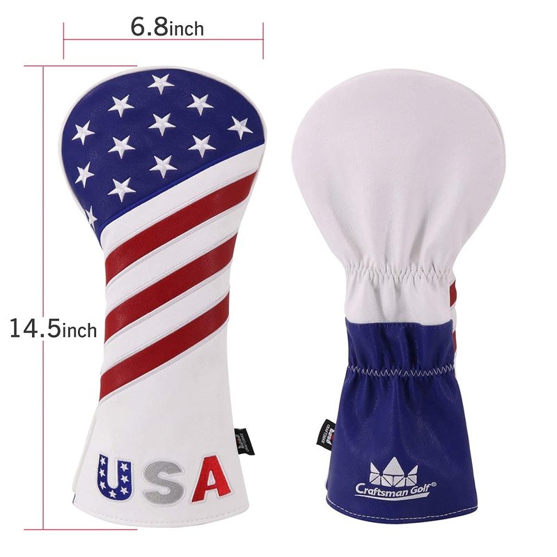 Craftsman Golf Red/White/Blue Star Stripes USA Flag Driver Cover Headcover Fits up to 460cc (Driver Cover)