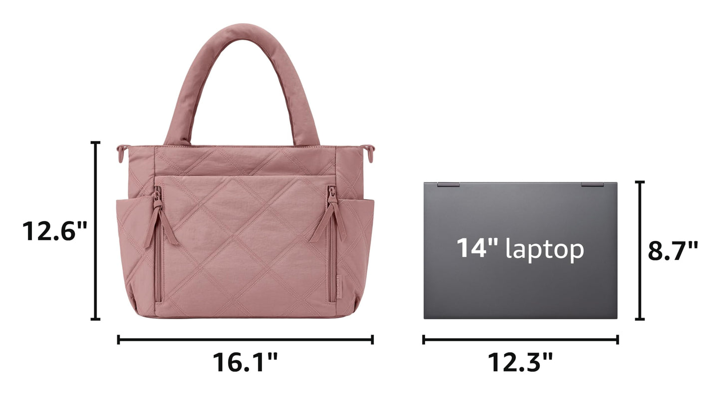 BAGSMART Tote Bag for Women, Puffer Tote with Zipper, Shoulder Bag Handbag Quilted Tote Bag for Travel, Sport, Work