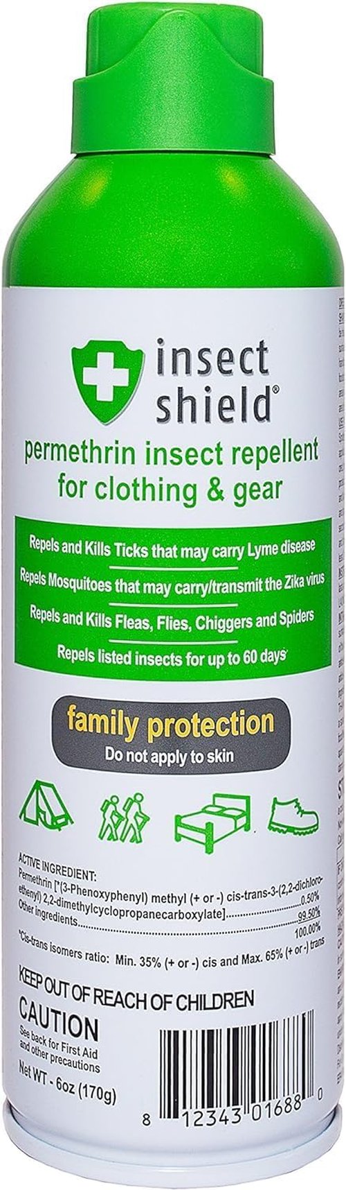 Insect Shield Premium Permethrin Spray - Effective Tick, Flea & Mosquito Repellent | Lasts 60 Days, 6 Oz Clear Aerosol
