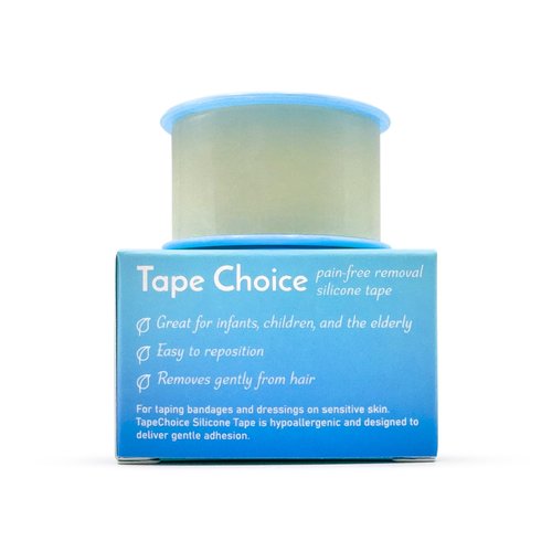 TapeChoice Silicone Tape for Skin Medical Silicone Tape Silicone Skin Tape Soft Silicone Tape Hypoallergenic Tape for Sensitive Skin Pain-Free Removal Tape Secures Dressing 1” 2" Wide (5.0ydx1.0in)