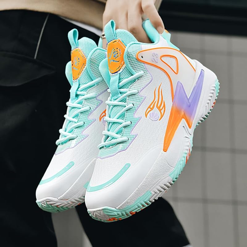 KIUSMETY Breathable High Top Basketball and Volleyball Shoes for Women and Men, Green, Size 8.5 Women / 7.5 Men