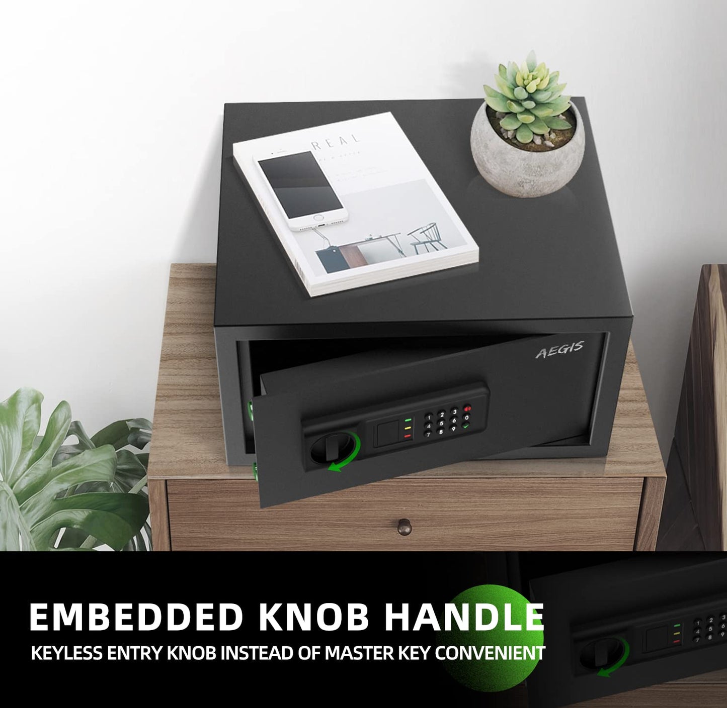 AEGIS 0.8Cu.Ft Electronic Safe Box - Digital Keypad Security Safe for Home/Office, Heavy Duty Steel Cash Box with Silent Access & Anti-Theft Alarm, Compact Wall/Floor Mount Design