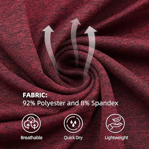 Quick Dry Boys' T-Shirt - Moisture Wicking Athletic Tee - Dark Red, 12-14 Years