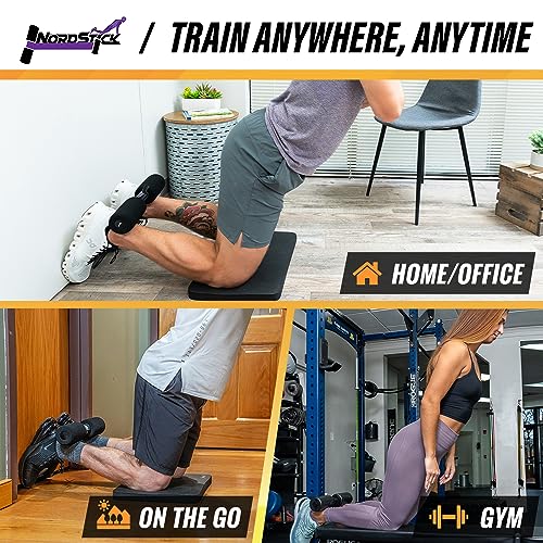 NordStick Nordic Hamstring Curl Strap - Portable Exercise Set - Black & Grey