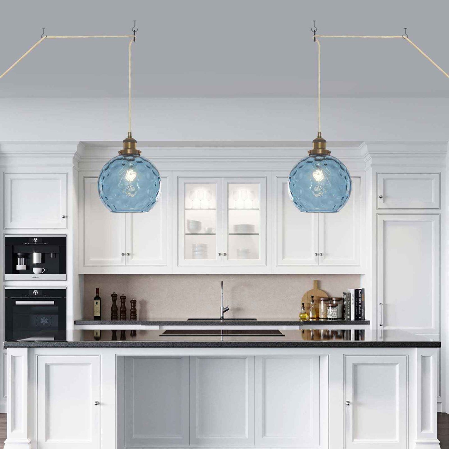 Bedoxin Plug in Pendant Light, Handblown Glass Pendant Light with Dimmable Switch Hanging Lights with Plug in Cord 15ft, Hanging Lamp Plug in for Dining Living Room Kitchen Island Bedroom