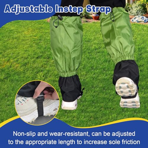 Waterproof Lawn Care Leg Gaiters - 17.7 Inch Adjustable Leg Guards - Green