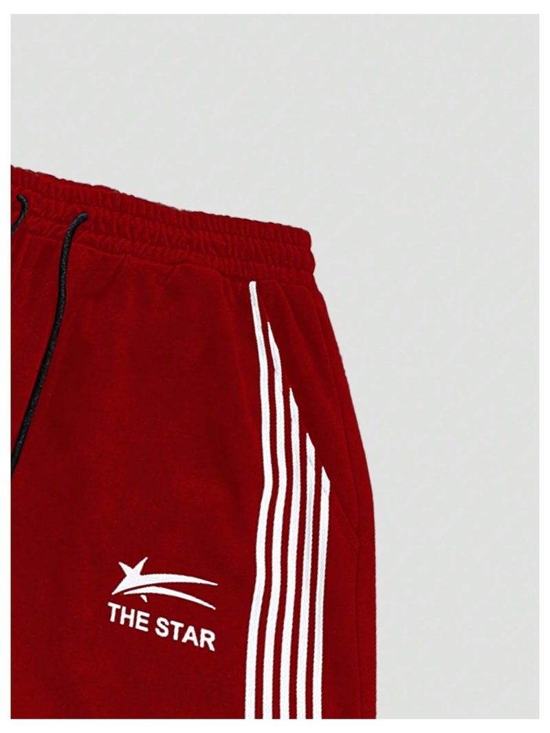 SHENHE Men's Y2k Graphic Baggy Sweatpants Wide Leg Striped Open Bottom Drawstring Sweatpants Red Small