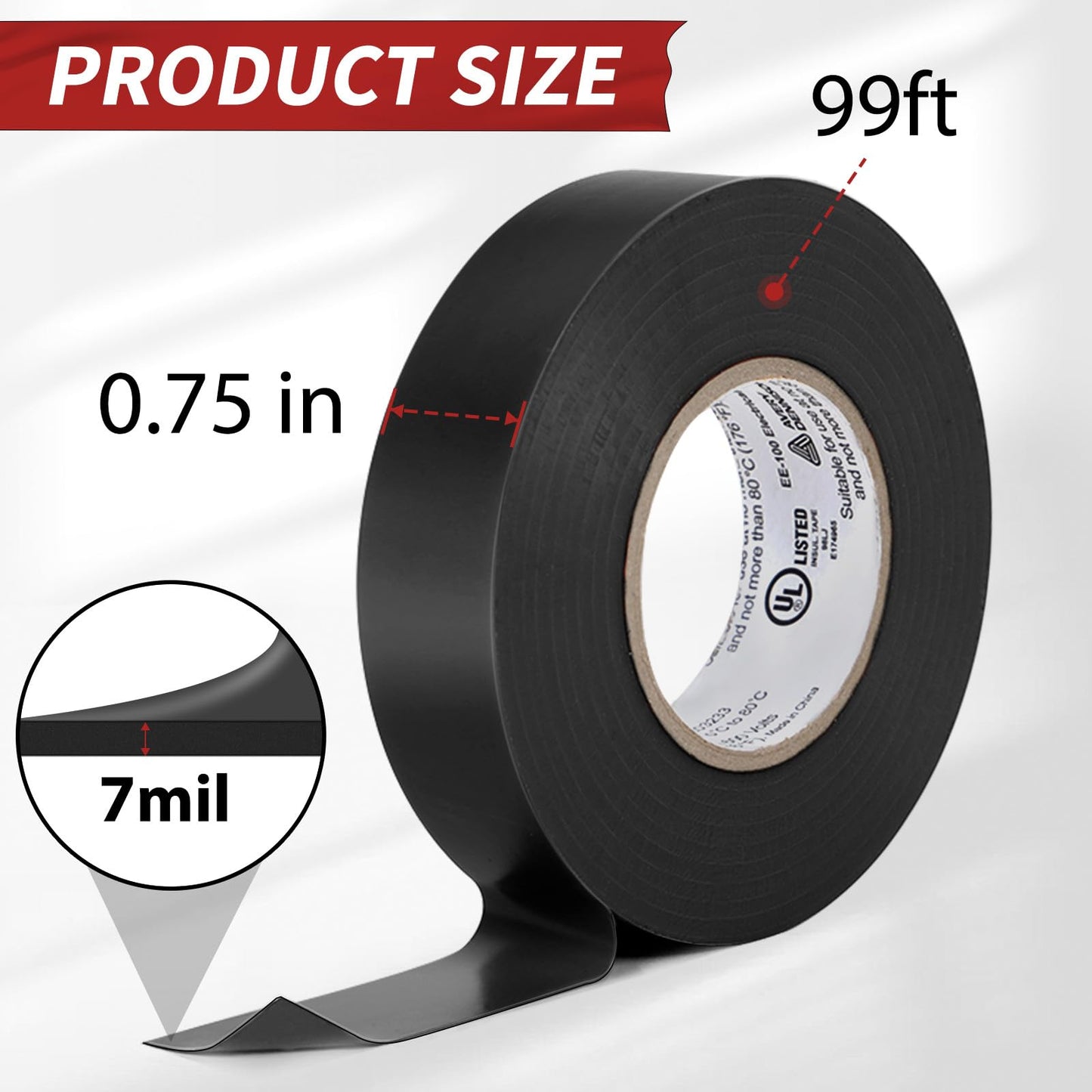 Avery Dennison Electrical Tape ¾ in x 99 ft, Professional Grade PVC Electric Tape, UL/CSA Listed Insulating Vinyl Tape for Electrical, Repairs, Automotive and Equipment, Pro-43, Black, 1 Roll