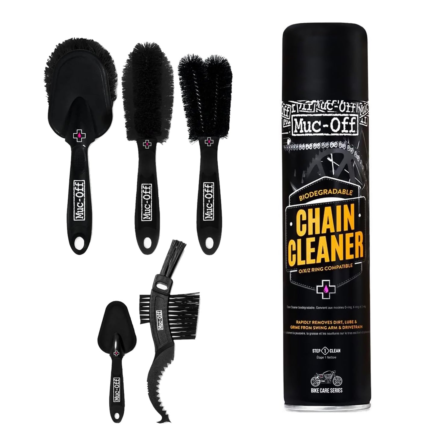 Muc-Off Motorcycle Chain Cleaner 400ml + Motorcycle All-Weather Chain Lube 400ml Bundle | Water-Soluble Cleaner & Premium Synthetic Lube with Ceramic Additives | Long Distance All-Weather Protection
