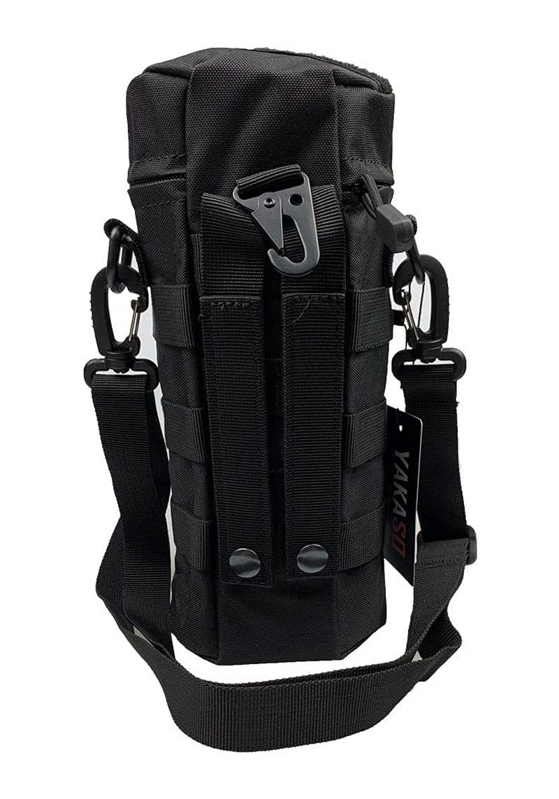 YAKASO Tactical Molle Water Bottle Holder Pouch Hydration Carrier Bag Tactical EDC Water Bottle Carrier with Detachable Shoulder Strap for Hiking Camping Outdoor Sport Travel