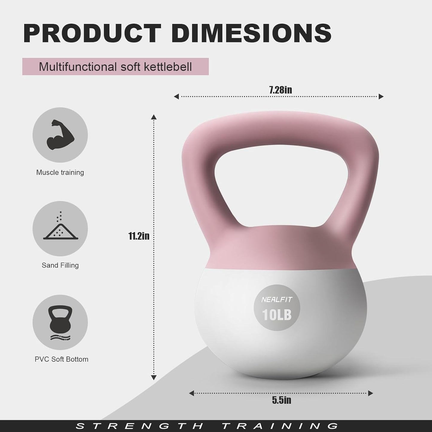 NEALFIT Kettlebell - Soft Design for Home Gym Strength Training | Available in 5LB to 25LB
