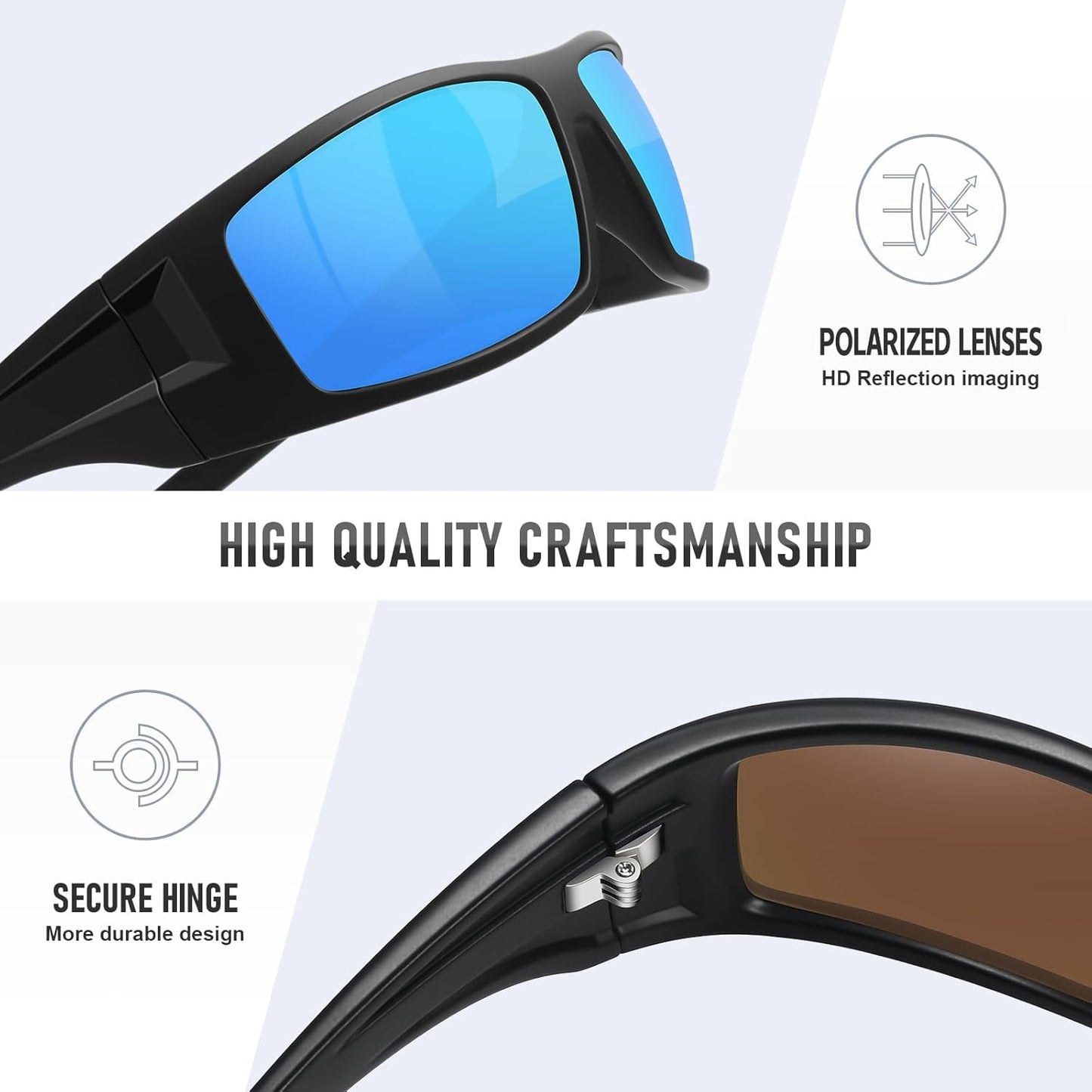 Polarized Sports Sunglasses - Unbreakable Frame for Men & Women | UV400 Protection for Cycling & Fishing