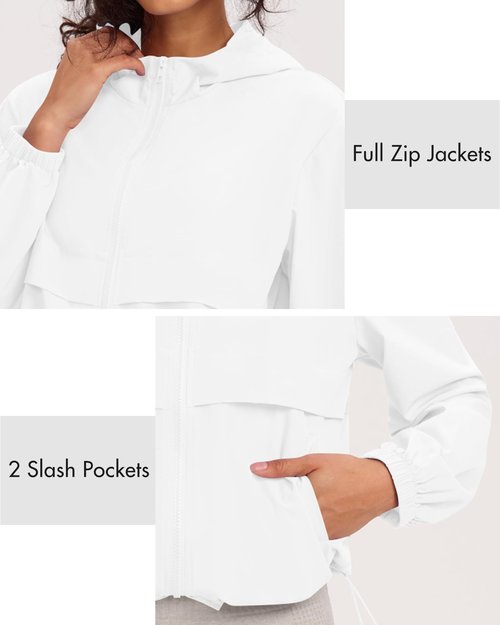 Locachy Women's Lightweight Athletic Workout Hoodie Long Sleeve Full Zip Gym Running Outdoor Jacket White M