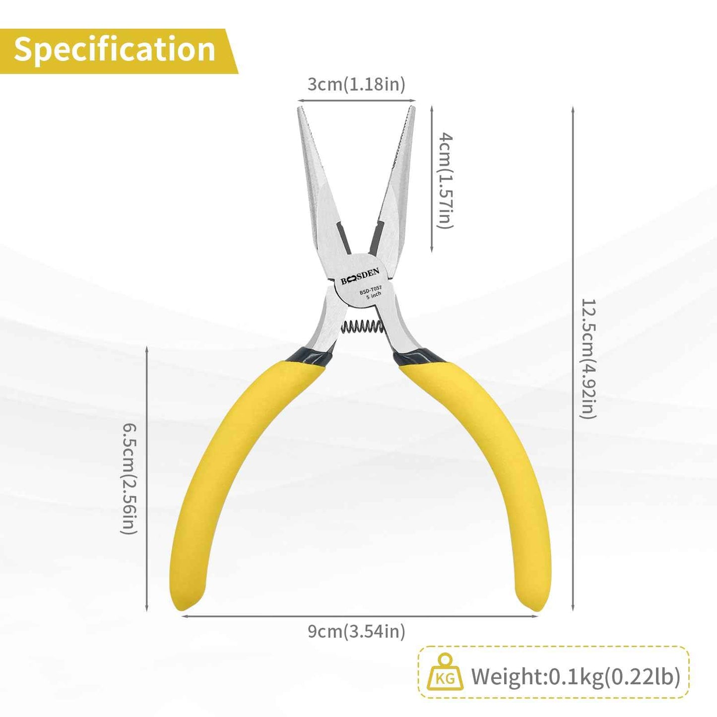 BOOSDEN 5" Needle Nose Pliers, Long Nose Pliers Set with Side Cutter,Mini Fine Needle Nose Pliers with Comfort Grip, Precision Small Needle Nose Plier for Electronics, Craft, Jewelry Making, 5 PACK