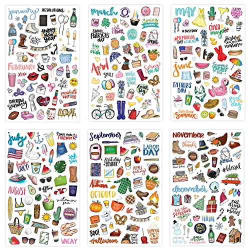 Holiday Seasonal Planner Sticker Sheets - Vintage Design, 310 Stickers