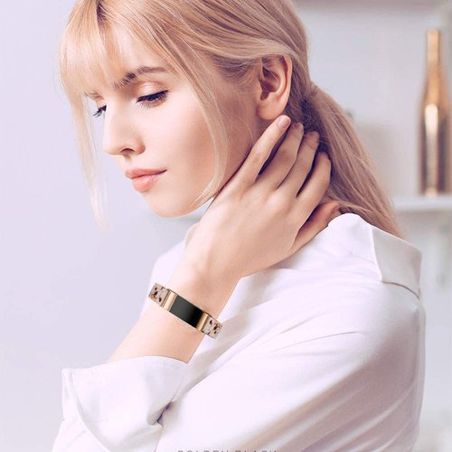 Ayeger Resin Band Compatible with Fitbit Alta/Alta HR/Ace,Women Men Resin Accessory Rose Gold Buckle Band Wristband Strap Blacelet (Nougat White)