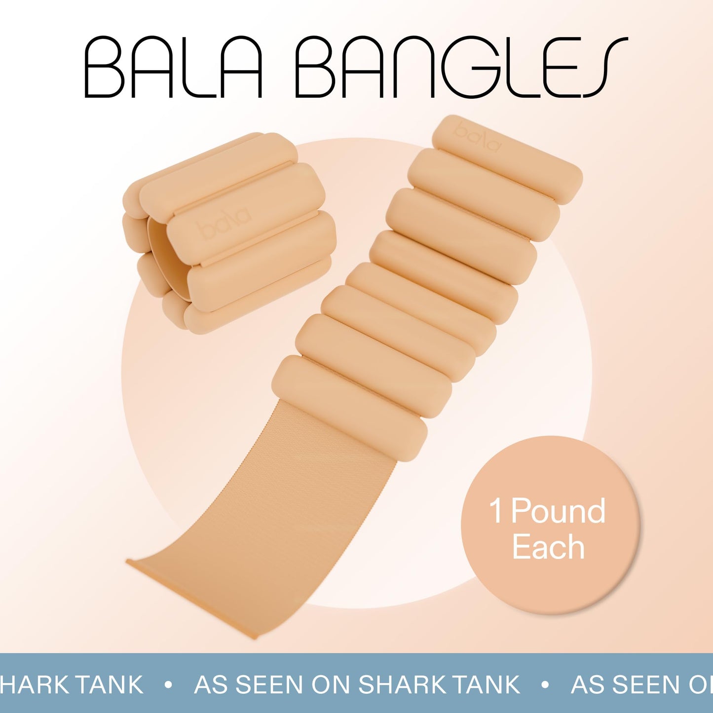 Bala Bangles Wrist & Ankle Weights, Adjustable Weighted Bracelet, 1LB