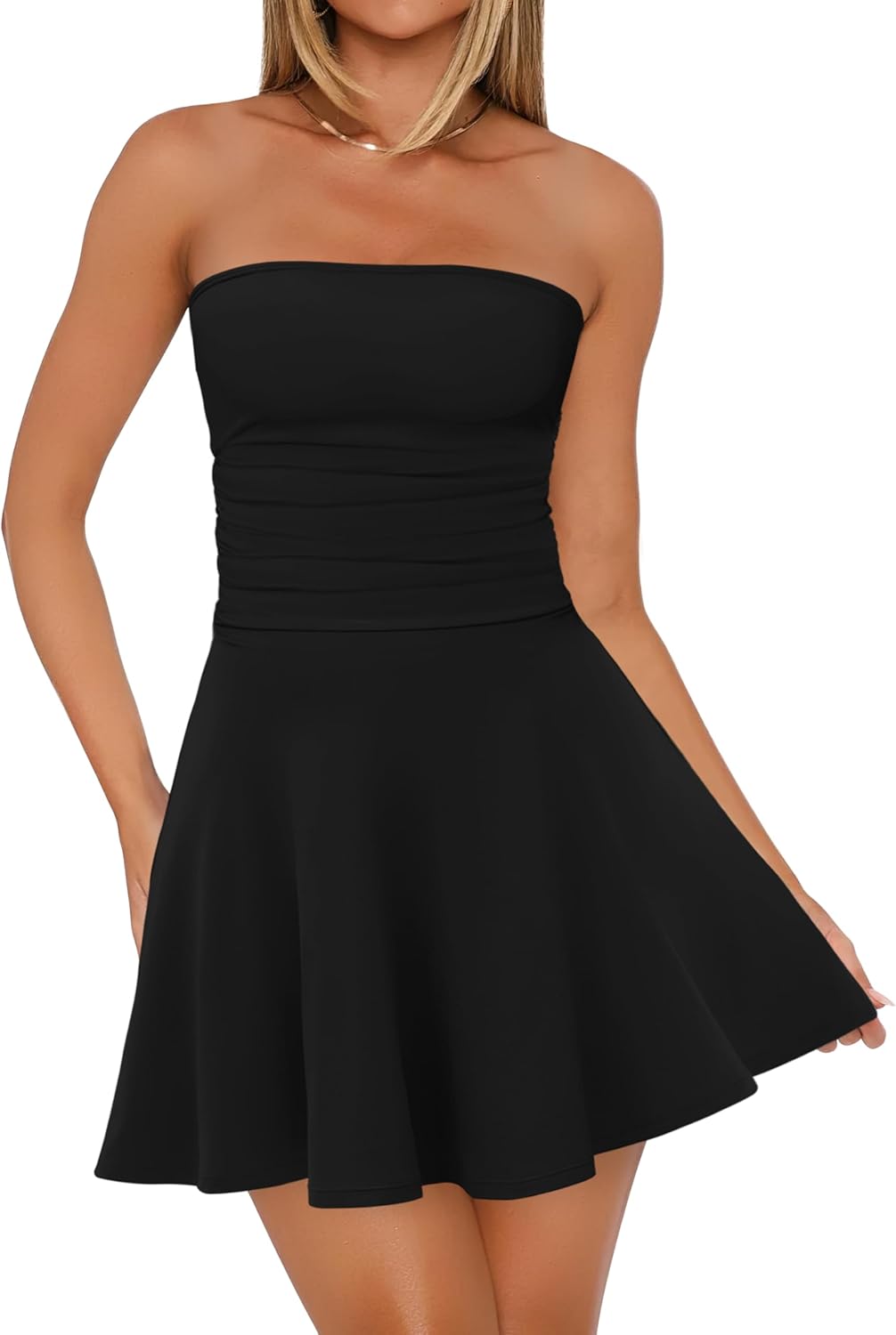 OFEEFAN Women's Tube Dress - Strapless Mini Dress for Homecoming, Graduation & Formal Events