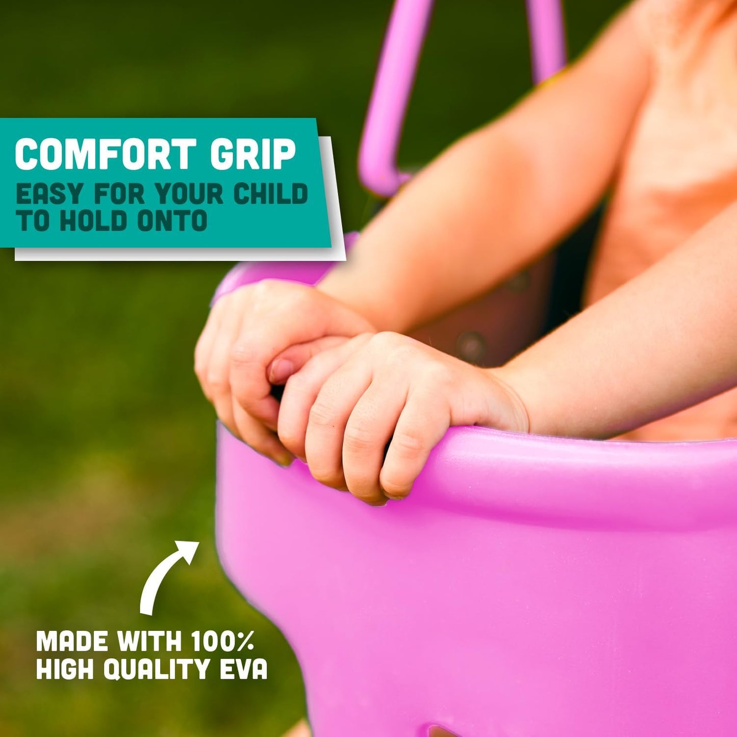Squirrel Products Premium High Back Toddler Swing Seat - Easy Install with Plastic Coated Chains - Pink