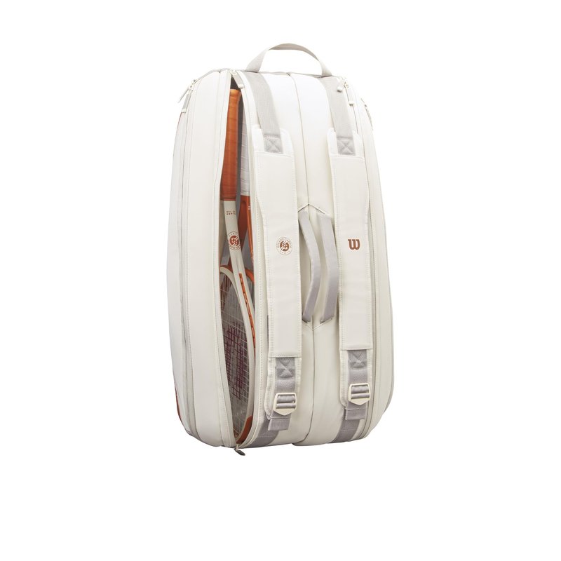 WILSON Roland-Garros 2025 Super Tour Tennis Racket Bag - Cream/Clay, Holds up to 9 Rackets