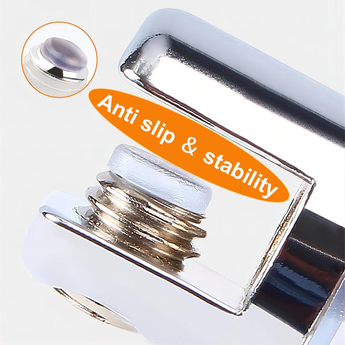 Qrity 16 PCS Glass Clip Holder, Glass Shelf Bracket, Glass Clamp, Wall Mount Clamps for 3-8mm Glass Shelves, Adjustable Clamp Brackets