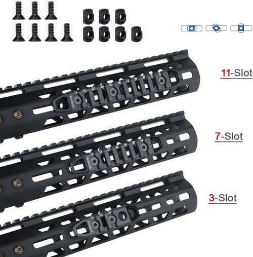Aecktech Aluminum Rail Section Accessories - Compatible with MMlocks & KKeymods | 3-Slot, 7-Slot, 11-Slot Options