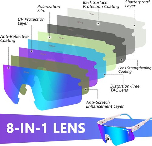 IKTOD Sports Sunglasses Men Women Anti-UV Baseball Sunglasses Cycling Running Softball Glasses