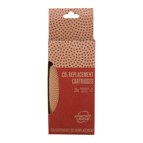 Planet Bike 25g Threaded CO2 Replacement cartridges - 2 Pack,Red/Gold