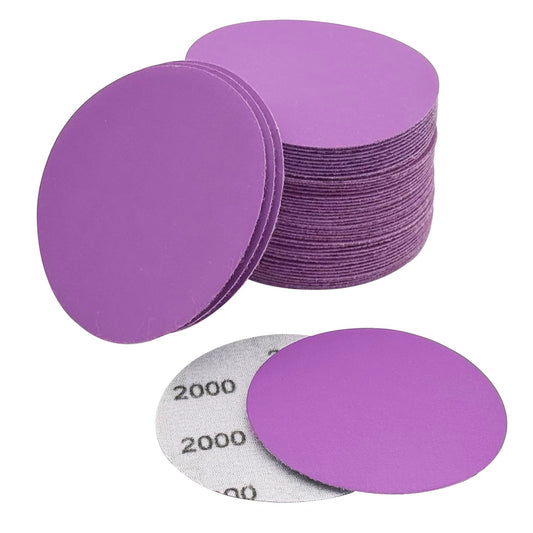 3 Inch 2000 Grit Wet Dry Sandpaper, 50pcs Sanding Disc, Hook and Loop Premium Aluminum Oxide Sand Paper for Metal, Wood, Auto