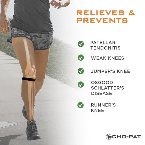 Cho-Pat Original Knee Strap, Patella Support for Runner’s Knee, Jumper’s Knee, Osgood Schlatter’s, and Chondromalacia, Black, XX-Large