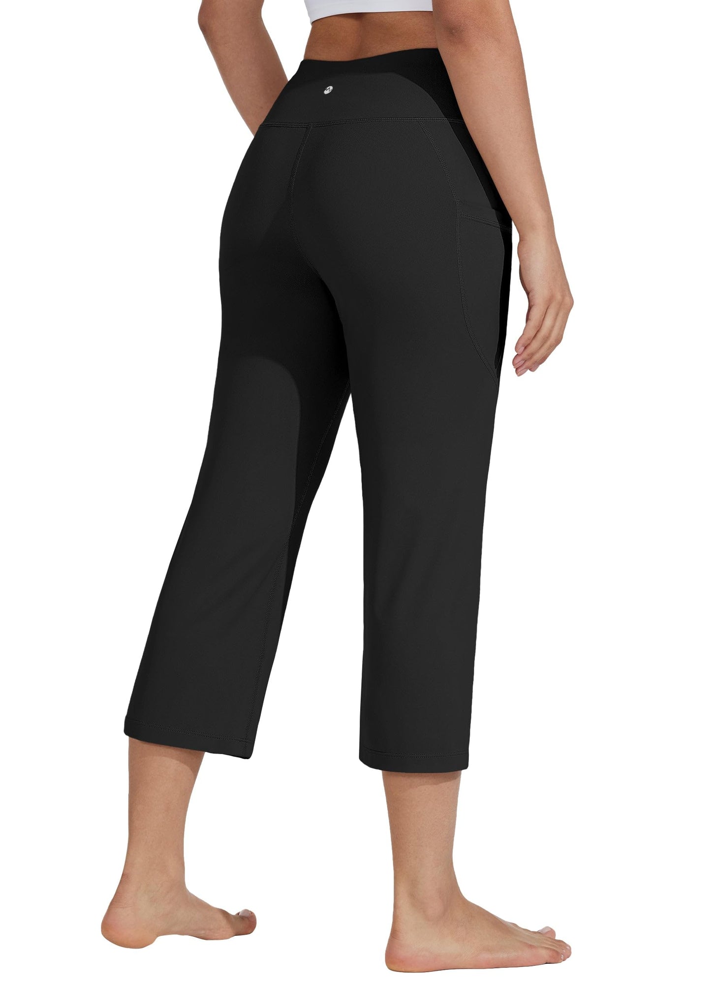 Willit Women's Yoga Capris Pants High Waist Leggings Crop Straight Leg Athletic Exercise Workout Capris 21" Black XL