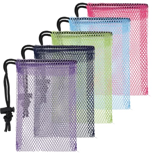 5 Pcs Small Drawstring Mesh Bags - 6x4 Inch Nylon Storage Bags