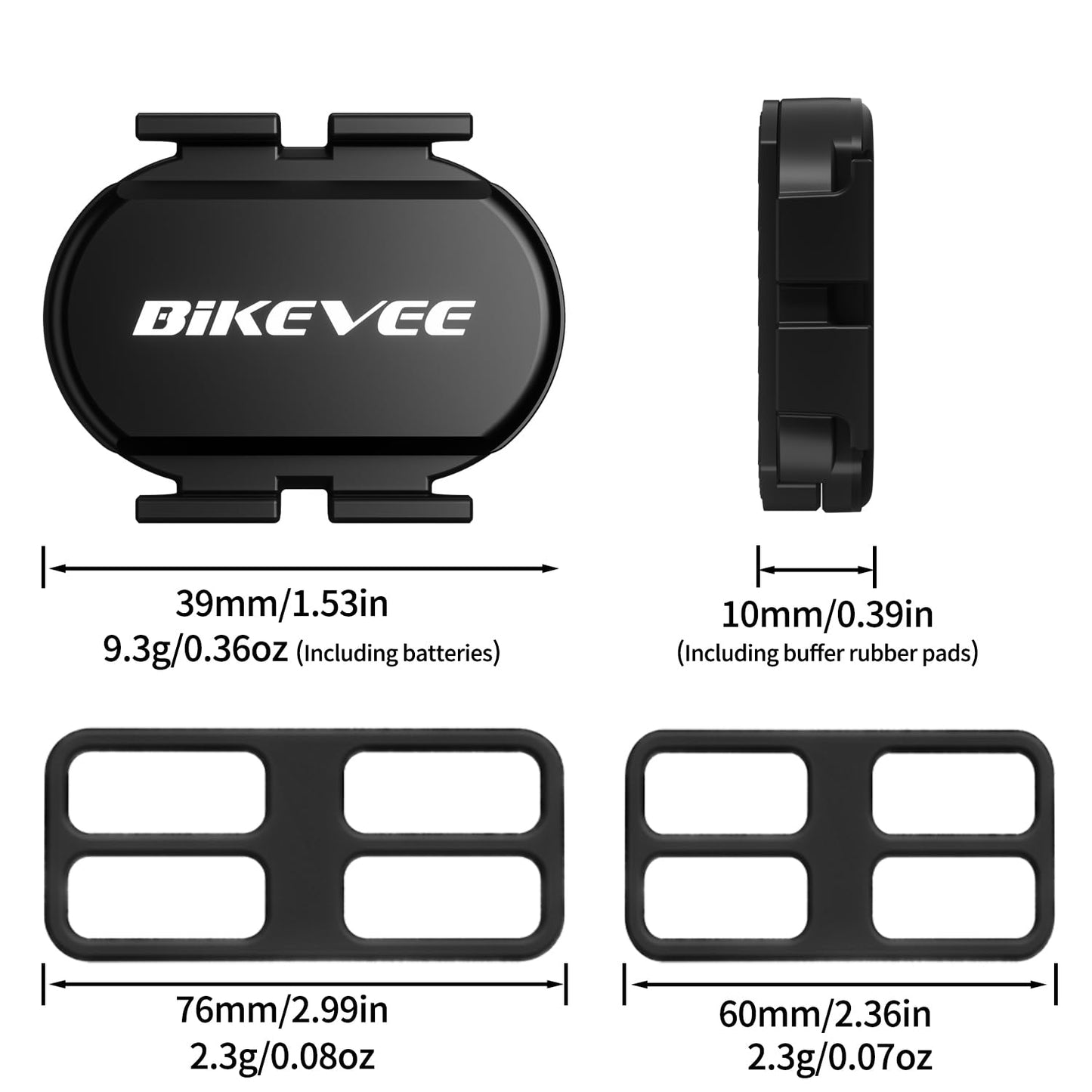 Bikevee Cadence & Speed Sensors 2-Pack for Cycling, Wireless Bluetooth & ANT+ RPM Sensors for Road, Spin & Indoor Bikes, Compatible with Zwift