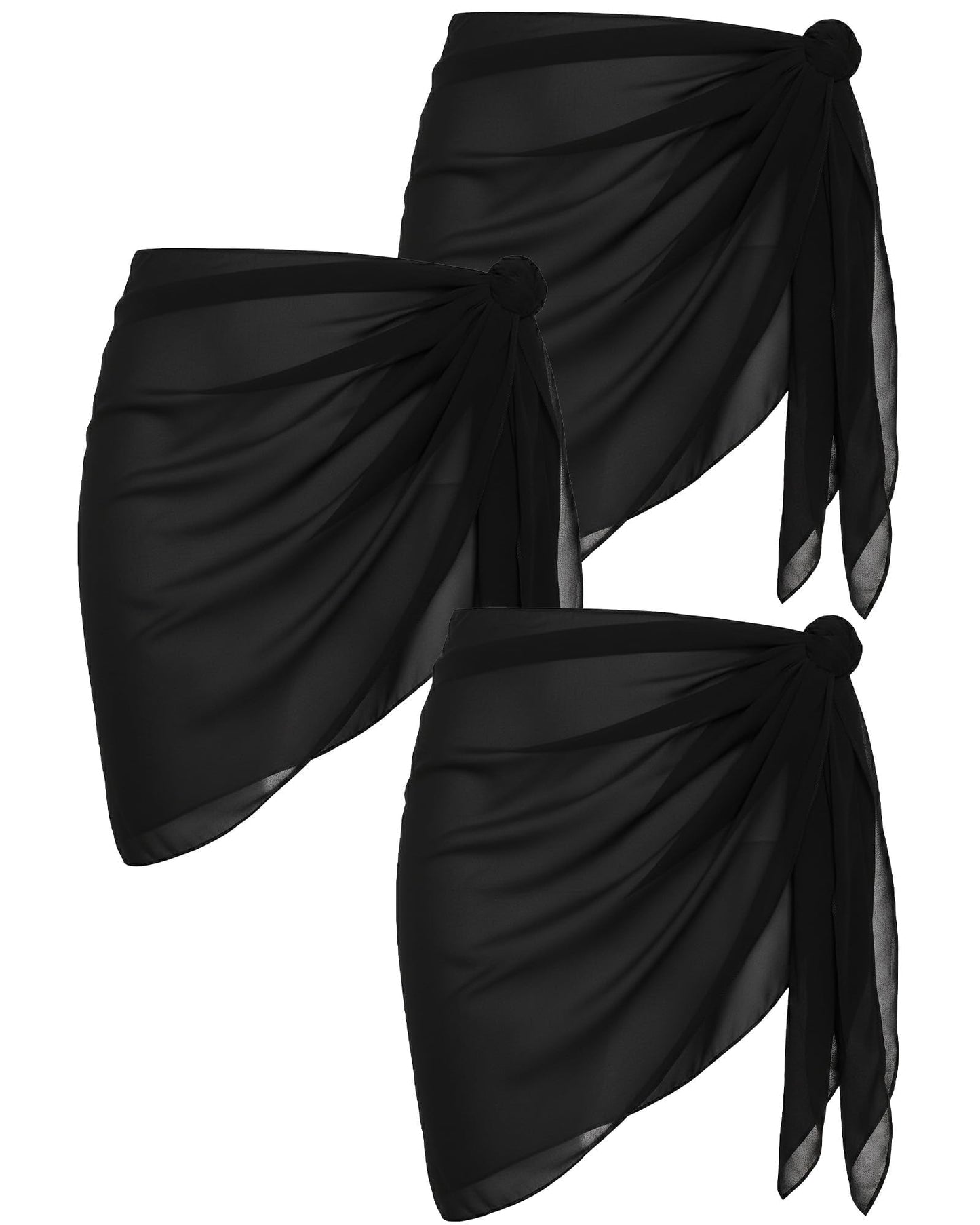 Argstar 3 Pieces Women's Beach Sarong Cover Up Wraps, Bathing Suit Short Skirt Sheer Bikini Swimsuit Coverups for Swimwear