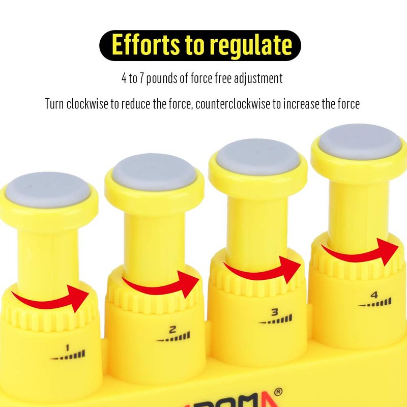 Hand Exerciser, Finger Exerciser (Hand Grip Strengthener)，2019 New Spring-Loaded, Finger-Piston System Improve Dexterity & Strength in Fingers, Hands, Forearms(Yellow)
