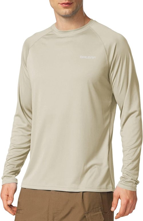 Baleaf Men's UV Protection Long Sleeve Rash Guard - SPF 50+ Quick Dry Fishing & Running Shirt