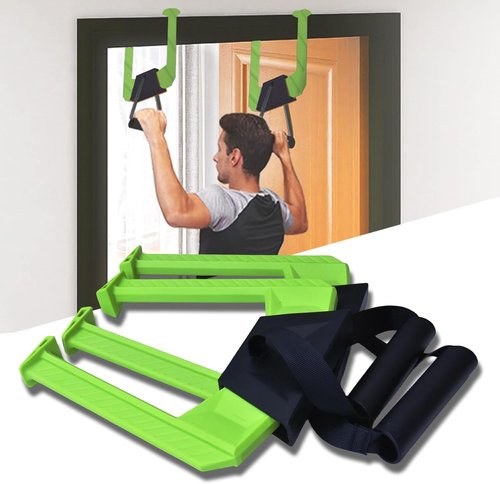 Portable Pull Up Bar - Adjustable Doorway Home Gym with 330lbs Capacity - No Screw Installation for Workout Anywhere - Lightweight Travel Fitness Equipment，green