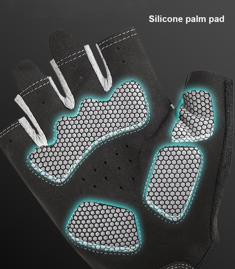 Half-Finger Workout Gloves with Padded Palm - Anti-Slip Gym Training - Black/Medium
