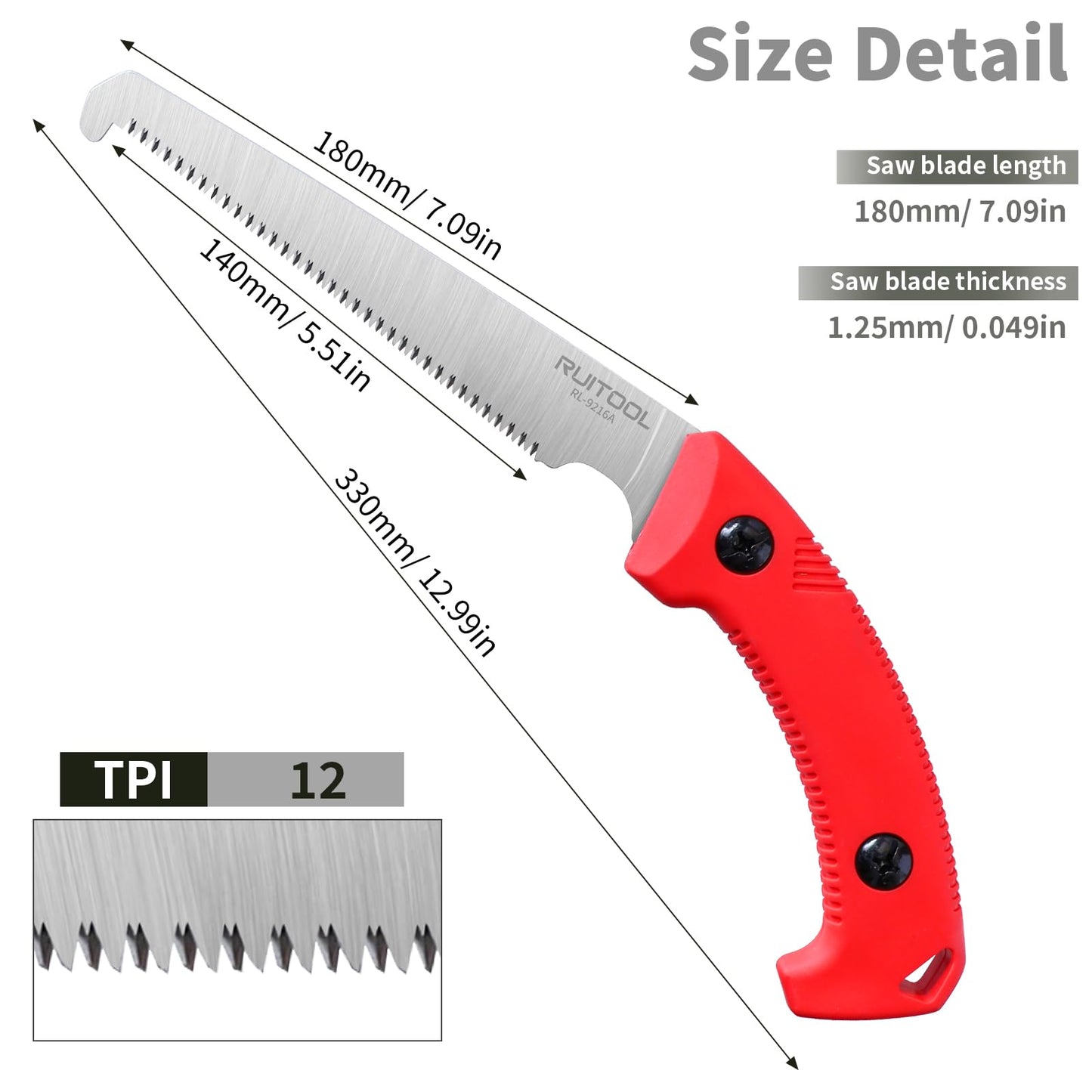 RUITOOL Bone Meat Saw for Hunting and Butchering, Camping Saws for Rib Cutting, Outdoor Portable Hand Saw with Non-Slip Handle, High Carbon Steel 12 TPI Saw Blad with Triple Ground Saw Teeth